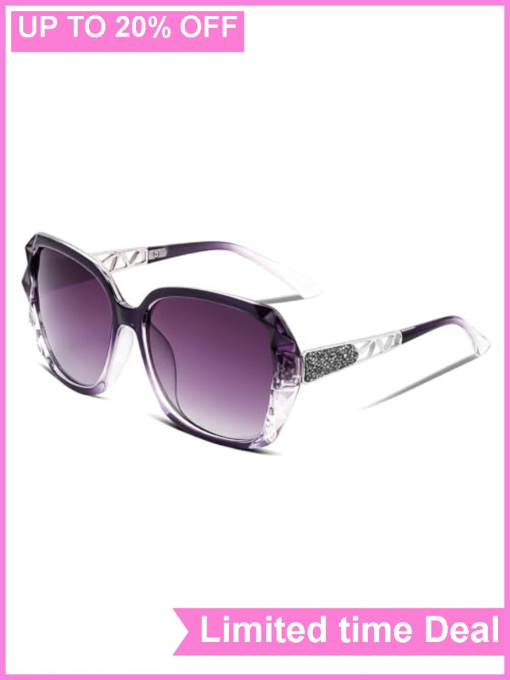 Polarized Women Square Sunglasses Crystal Decorated Composite Frame UV400